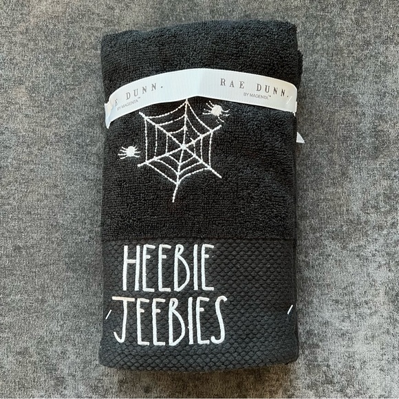 NWT Rae Dunn Embroidered ‘Heebie Jeebies’ Hand Towels Set of 2 - Picture 6 of 8